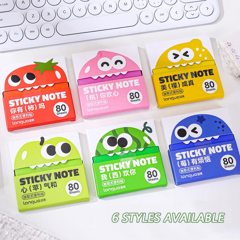 ​80 Sheets/Box Pull-Type Sticky Note Pearlescent Transparent Paper Self-Adhesive Memo Pads for Office & School Stationery Supply