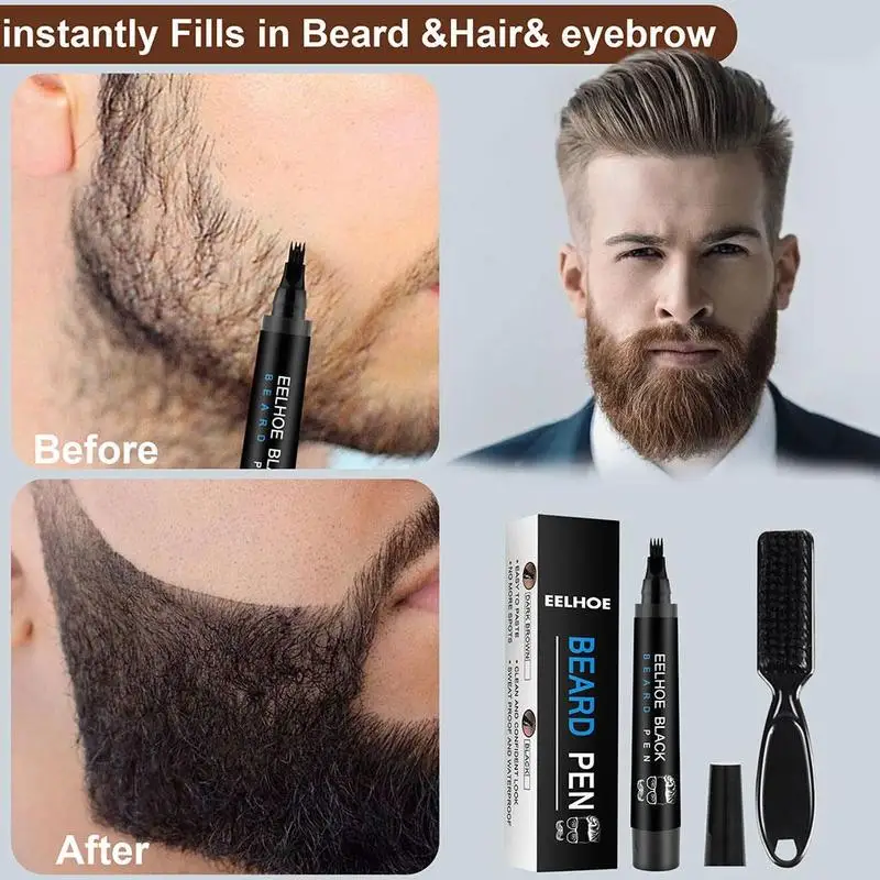 Beard Filling Pen Kit Barber Pencil With Brush Male Tool Hair Eyebrow Engraving Shape Mustache Styling Salon Repair Tool
