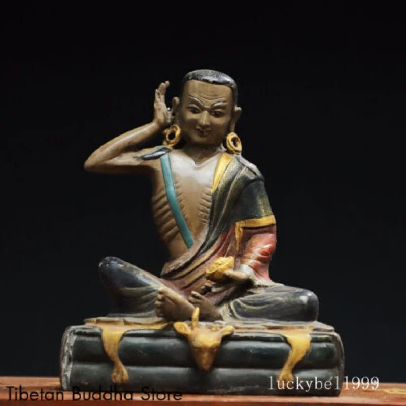 

8,3 "старинная бронзовая цветная живопись, венецируемая статуя Milarepa