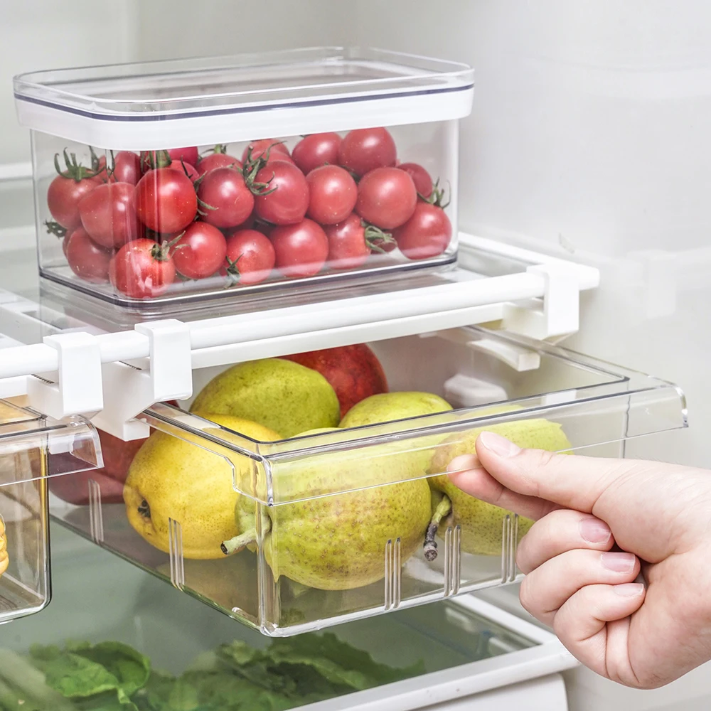 

Разделительный ящик для хранения пищевых продуктов, контейнер для хранения в холодильнике, контейнеры, ящик холодильника, регулируемый для кладовой, морозильной камеры, 1/4/8 ячеек