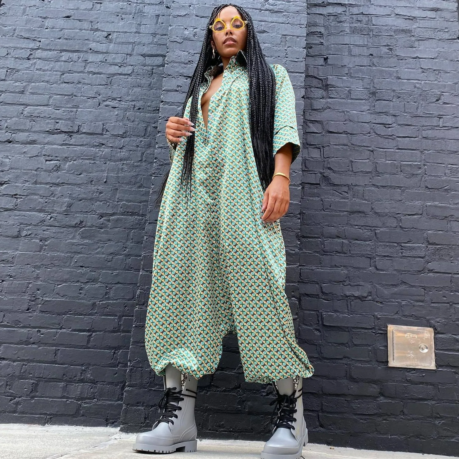 

Polyester African Jumpsuit For Women Spring Summer New Ladies Dashiki 3/4 Sleeve Ankara Trousers Fashion Robe Africaine Jumpsuit