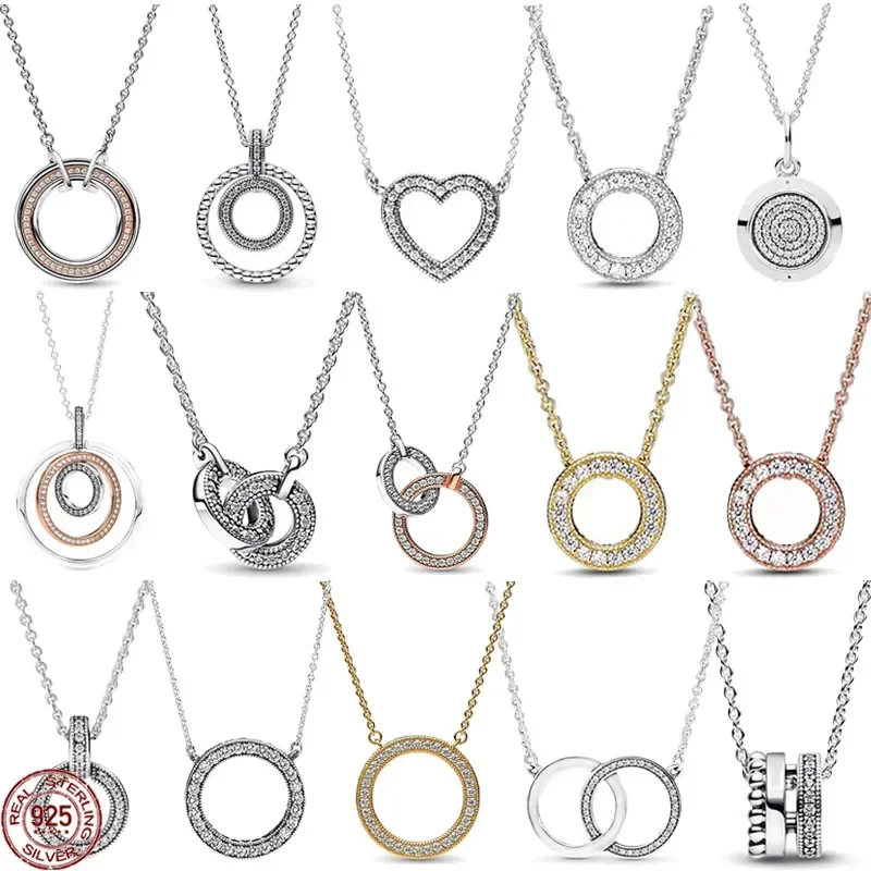 

Classic 925 Sterling Silver Shiny Circular Heart-shaped Pendant Necklace fits Design Original Charm Beaded DIY Festival Gifts