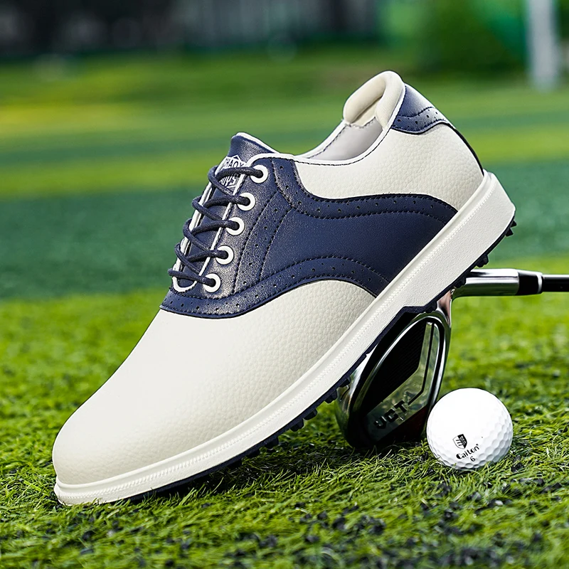 Men's All-Weather Grip Lightweight Golf Shoes-Breathable Synthetic And Rubber Sole, Suitable For Lawn Courses
