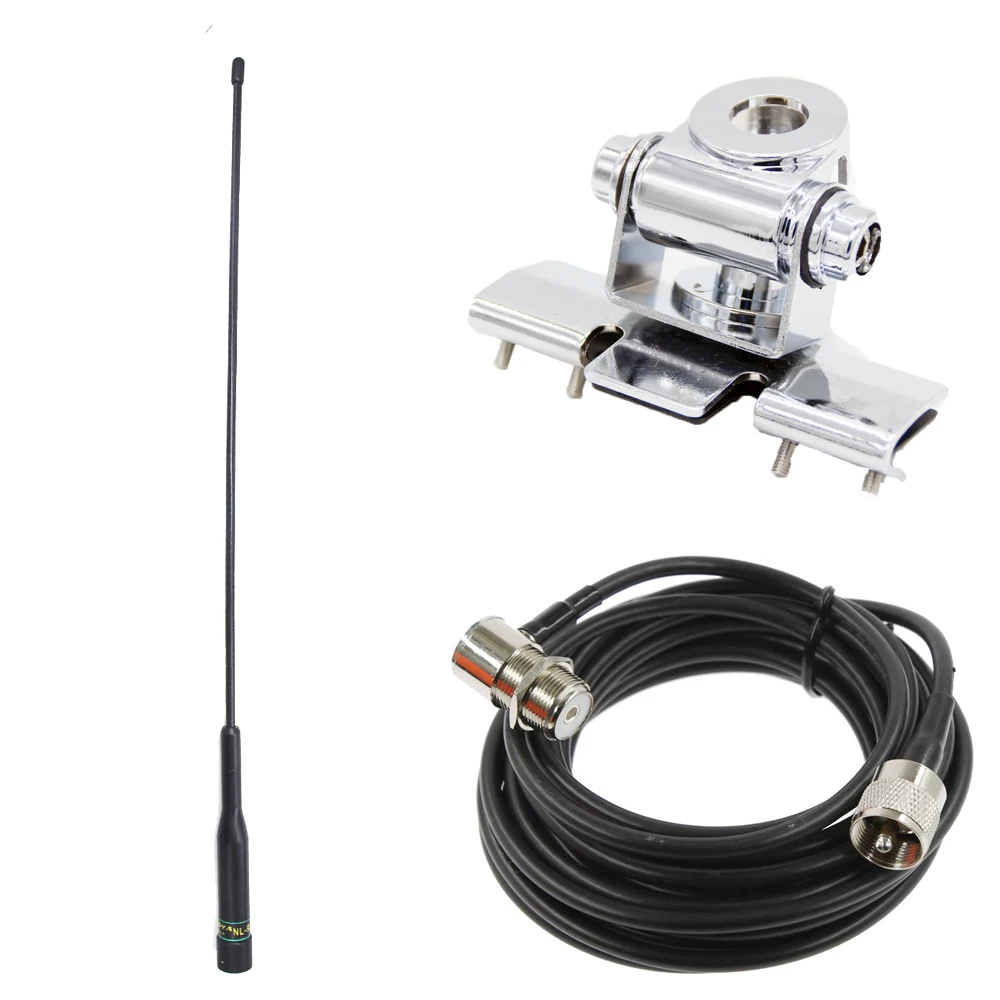 NL-R3 antenna with white RB-400 Mount Bracket and 5M RG58 Extension Cable For Car Radio Kenwood Yaesu ICOM