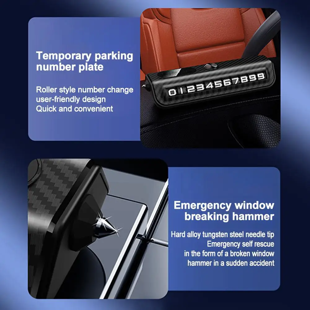 Multifunctional Car Safety Tool with Temporary Parking Sign and Phone Number Display