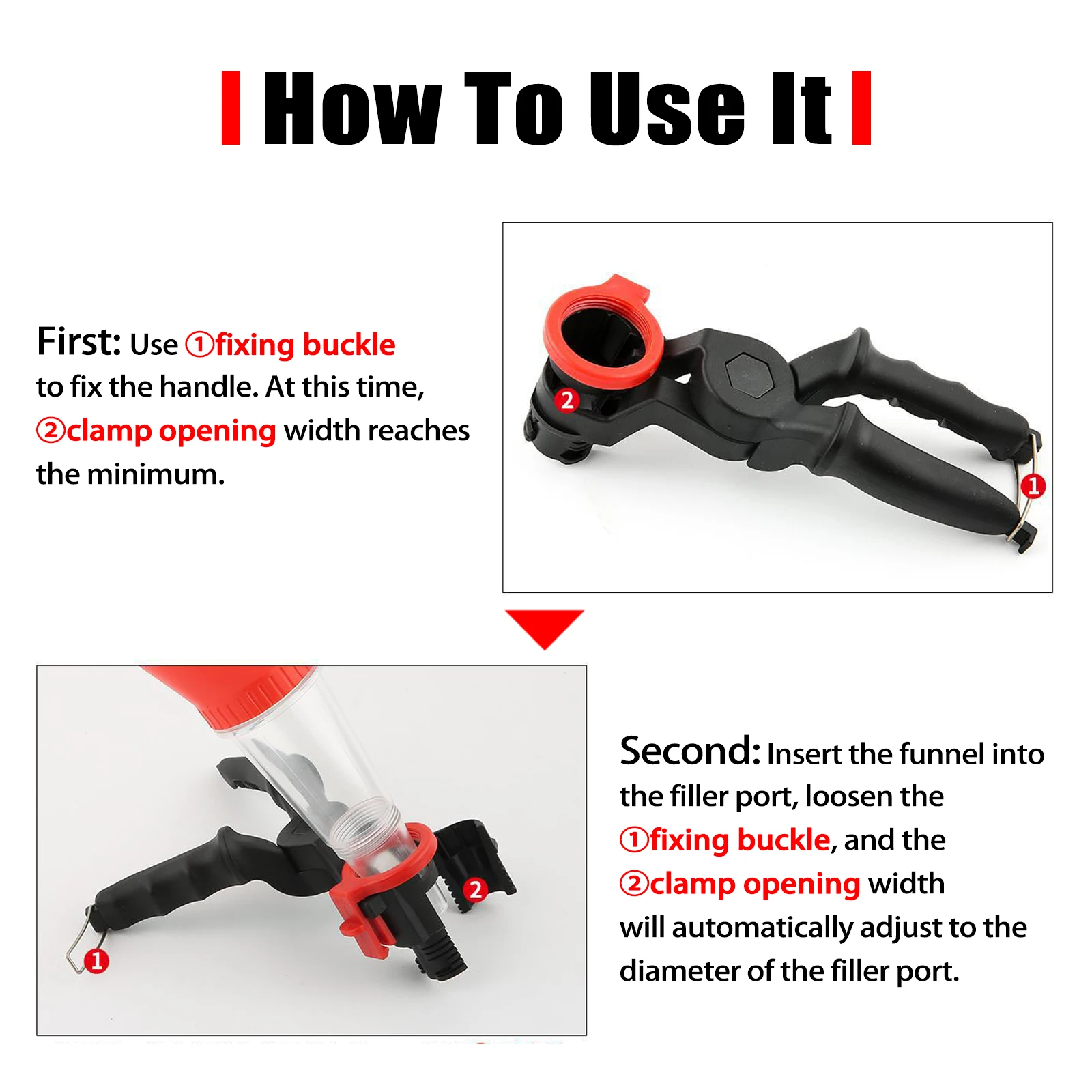 Auto Universal Filling Funnel Adjustable Wth Filter Self Fixing Free Hands Refueling Durable PE Material Diesel Petrol Gasoline