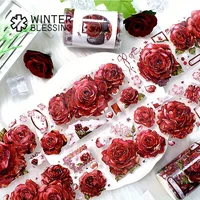 2m Laser PET Washi Tape Red Rose Transparent Roll Sticker Decorative Adhesive Tape For Scrapbooking Journal Aesthetic Stationery 1