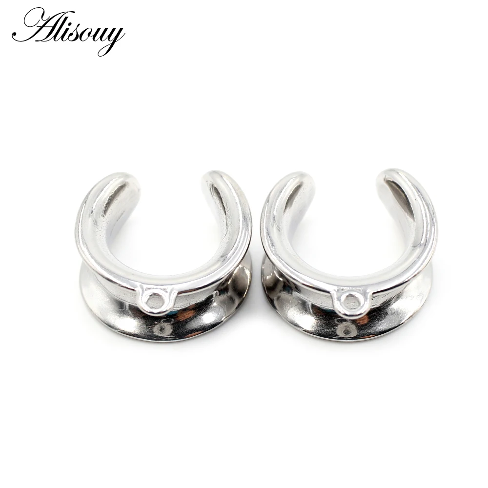 Alisouy 1pc 6-25mm Stainless Steel Round Saddle DIY Ear Tunnel Plug Expander Stretchers Gauges Earrings Piercing Body Jewelry