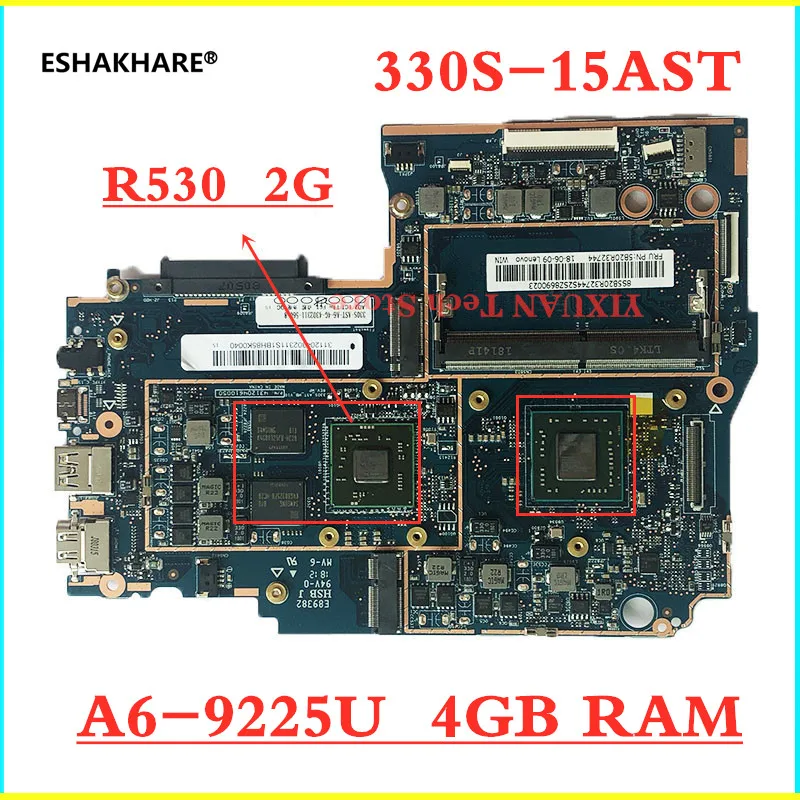 

original new 330S-15 for Lenovo ideapad 330S-15AST notebook motherboard with A6 9225U R530 V2G 4GB RAM DDR4 100% test work