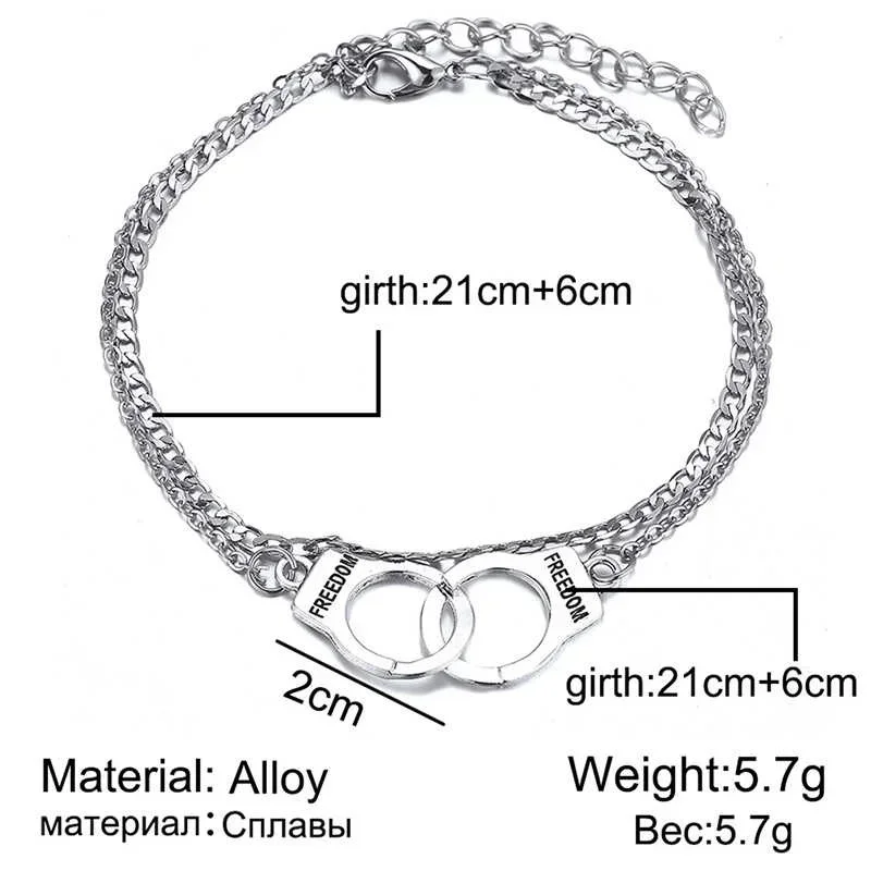 Delysia King Sexy Women Summer Handcuffs Anklet Trendy Double Layer Printing Freedom Ankle Chain