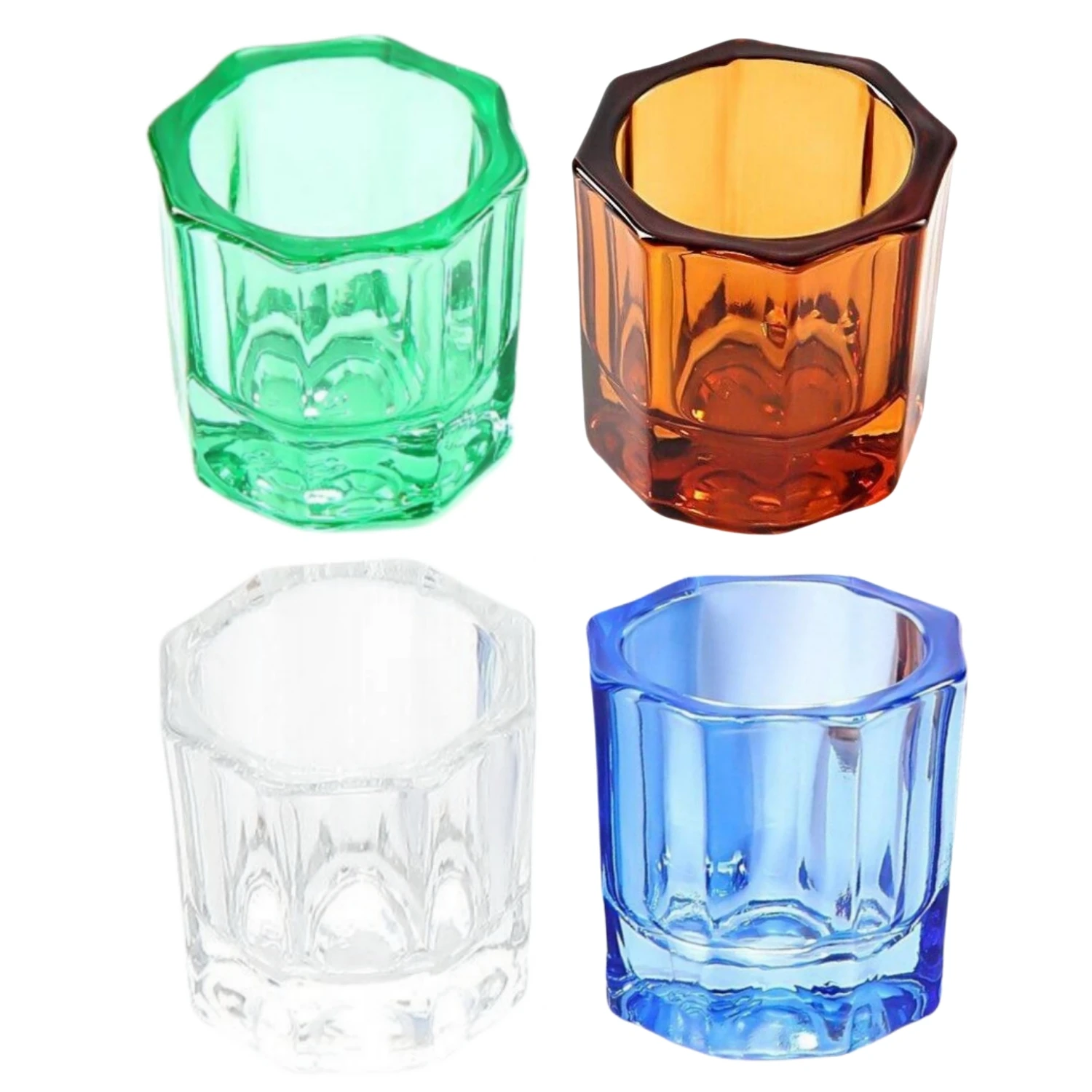 4-Piece Crystal Glass Dappen Dish Set for Dental and Nail Art Applications