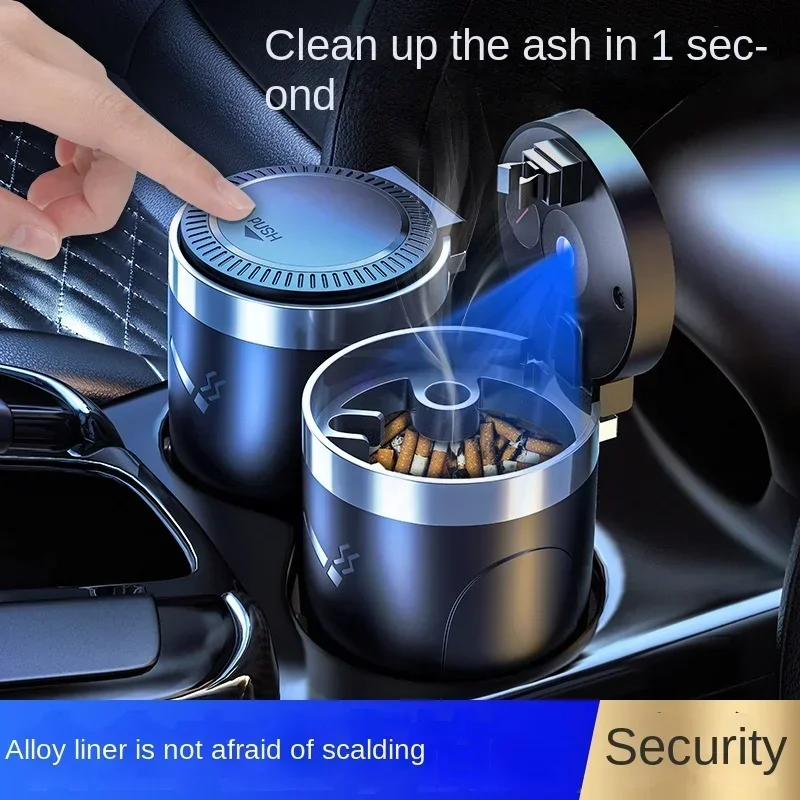 Portable Car Ashtray with LED Light and Cup Holder