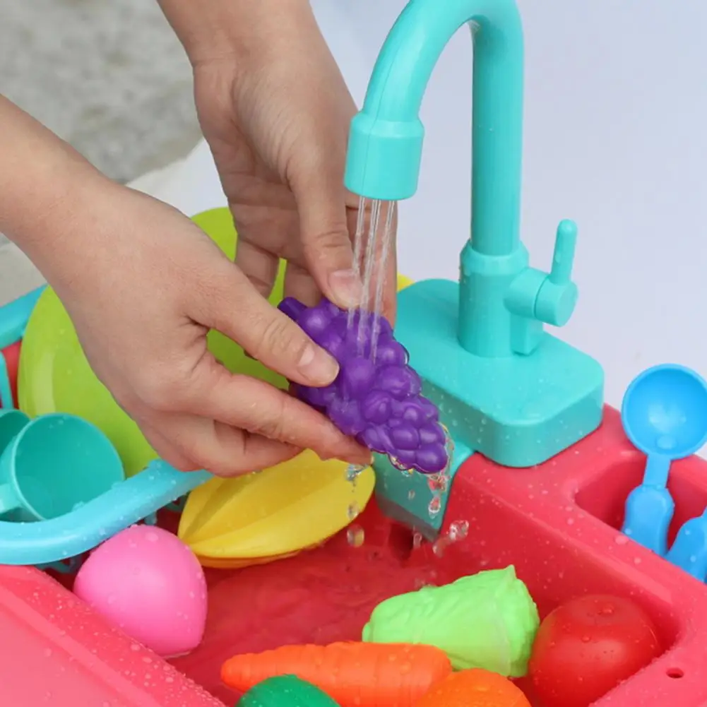 Running Water Toy Faucet Rotatable Toy Faucet with Running Water for Kids Playhouse Kitchen Sink Battery Operated for Boys