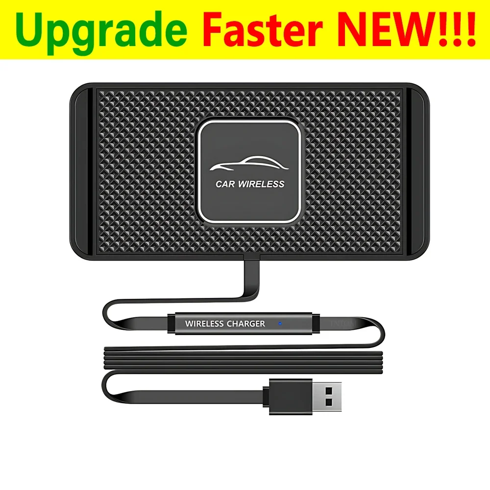 

Силиконовая Нескользящая накладка, автомобильное беспроводное зарядное устройство для iPhone 14, 13, 12, Samsung мобильный телефон 15 Вт, быстрое автомобильное беспроводное зарядное устройство