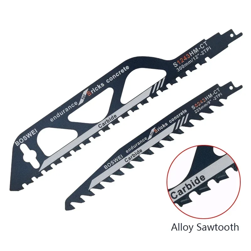 Hard Alloy Reciprocating Saw Blade Carbide Alloy Reciprocating Saber Saw Bubble Brick Concrete Stone Demolition Cutting Tool 1PC