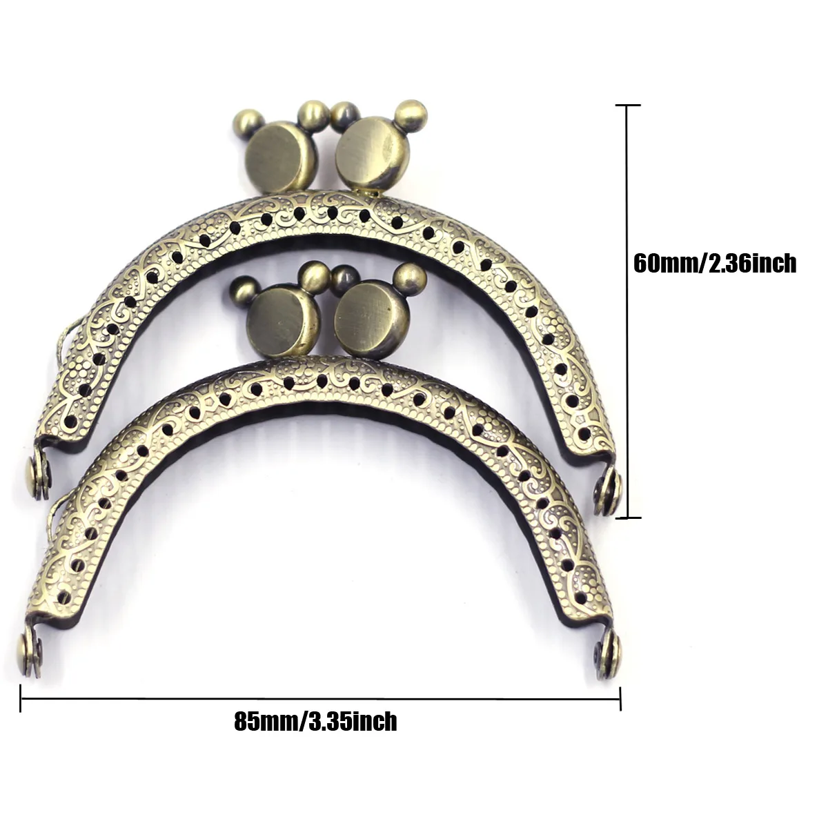 Kiss Clasp Lock Arch Metal Frame With Holes Beer Heads Bronze Tone For Coin Purse Bag Wallet Craft DIY Accessories 85mm