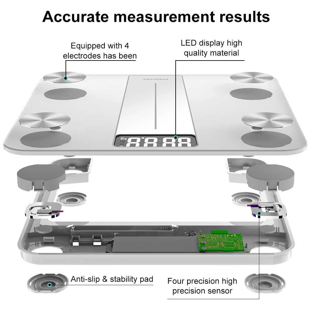 INSMART Bathroom Scale Body Weight Balance Scale Digital BMI Body Fat Weight Bluetooth for Human Smart