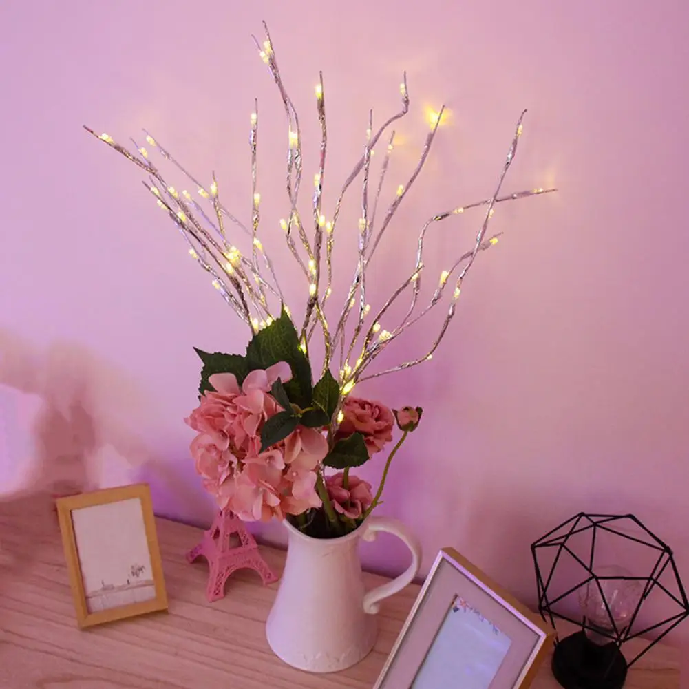 

Willow Branch Light Table Lamp Realistic Willow Branch Lamp Battery Operated Night Light with Artificial Plant Desktop