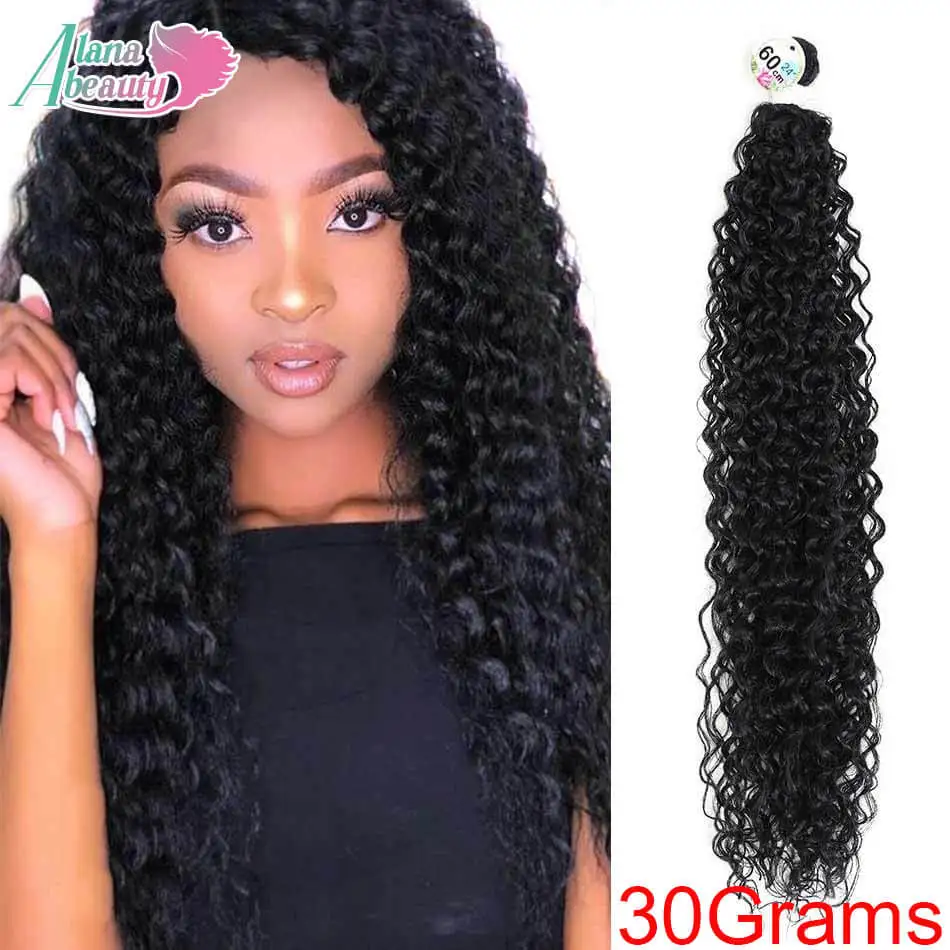 Alana Kinky Curly Hair Extensions Long Synthetic Jerry Curly Bundles 30Grams/Bundle Organic Fiber Fake Hair Heat Resistant Wave