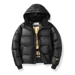 2023 New Winter Parka Mens Thick Hooded Jacket Thicken Warm Black Gold Coat Women Zipper Casual Simple Jackets Windproof Outwear