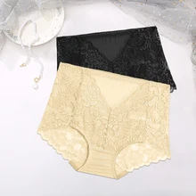  FINETOO 2PCS/Set M-3XL Seamless Floral Lace Panties Women Lingerie Female Underwear Sexy V-Waist Underpant Girls Intimates Panty 