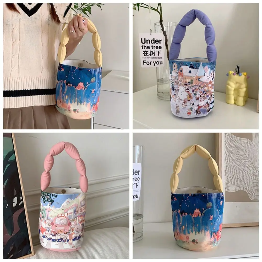 

Холщовая Сумка с изображением снеговика и кролика, стильная мультяшная Сумочка Ins с милым принтом, вместительная Детская сумка-мешок с животными