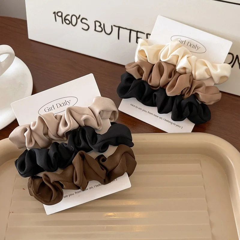 New Elegant Silky Satin Small Intestine Hair Ring Simple French Hairtie Hair Rope Rubber Band Small Intestine Ring