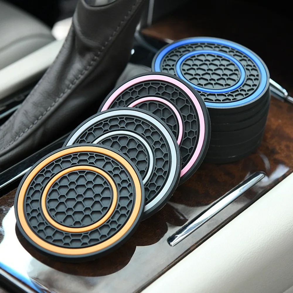 Universal Anti-Slip Car Coasters PVC Sift-Proof Car Bottle Holder 7cm 2.76inch Drink Holder 2pcs cup holder coasters car coaster pads