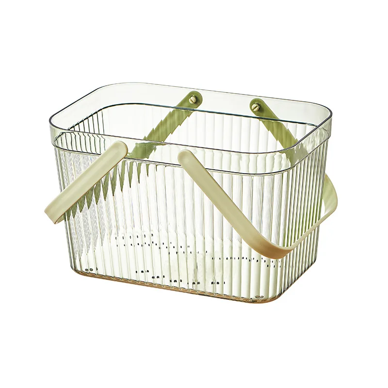 Metal Storage Basket w/ Wood Handles, Bathroom Toiletries Holder, Organizer  Bin