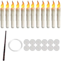 Set of Hanging Floating LED Candles with Magic Wand (Set of 12)