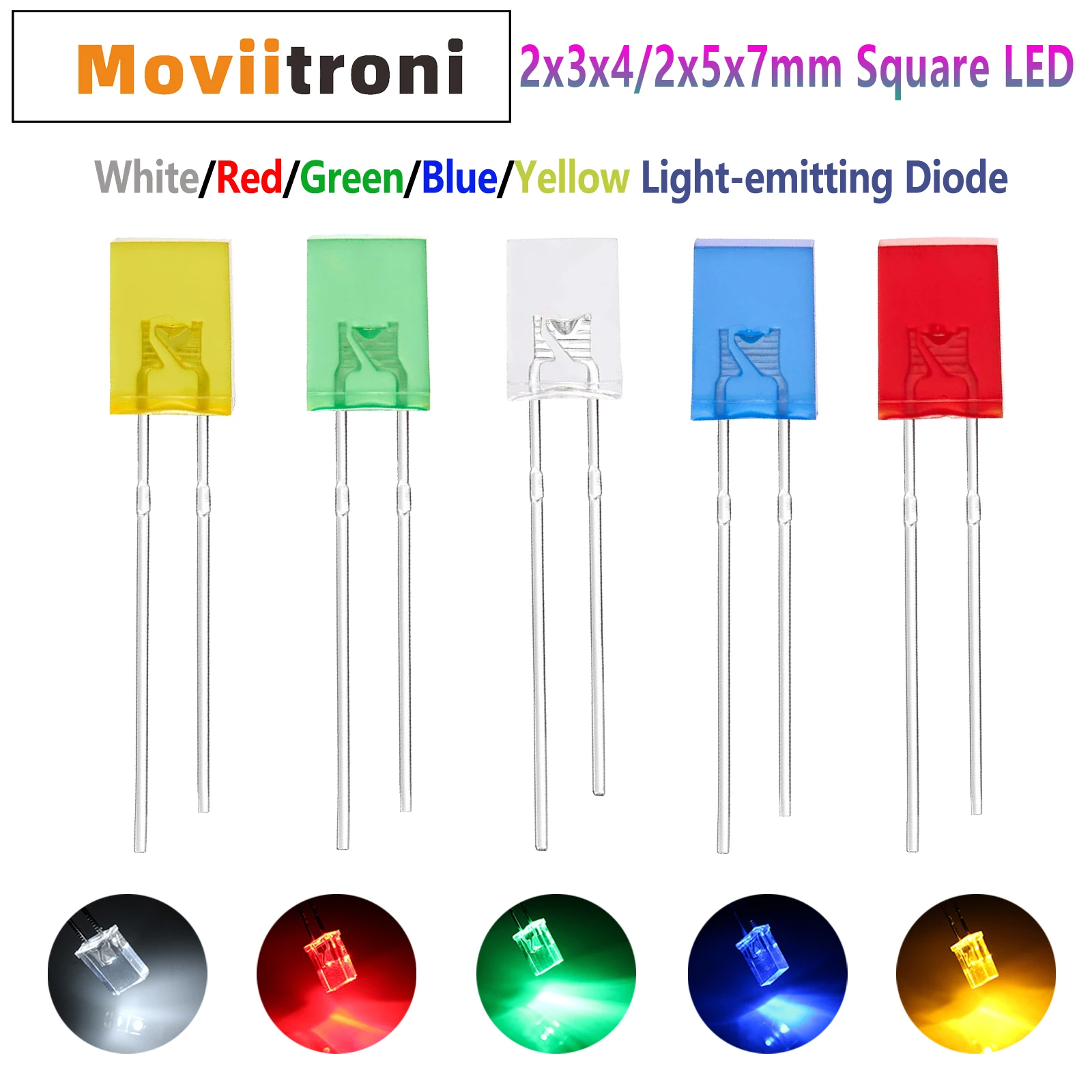 100pcs-2X5X7mm-2X3X4mm-Square-LED-257-234-White-Red-Yellow-Green-Blue ...