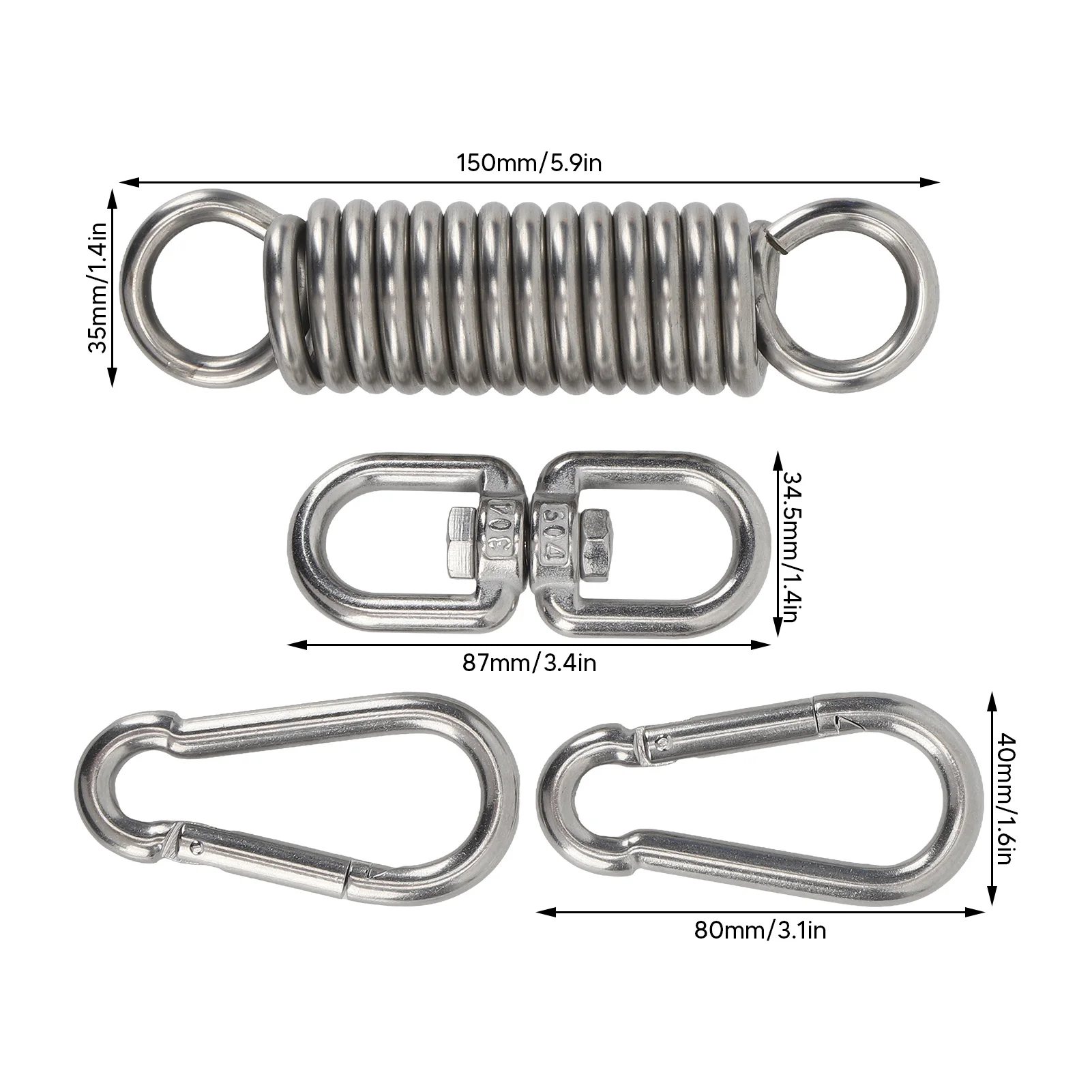 Boxing Bag Hanging Spring Buffering Heavy Bag Spring 304 Stainless Steel Rustproof 200kg 360 Degree Rotation for Hanging Chair