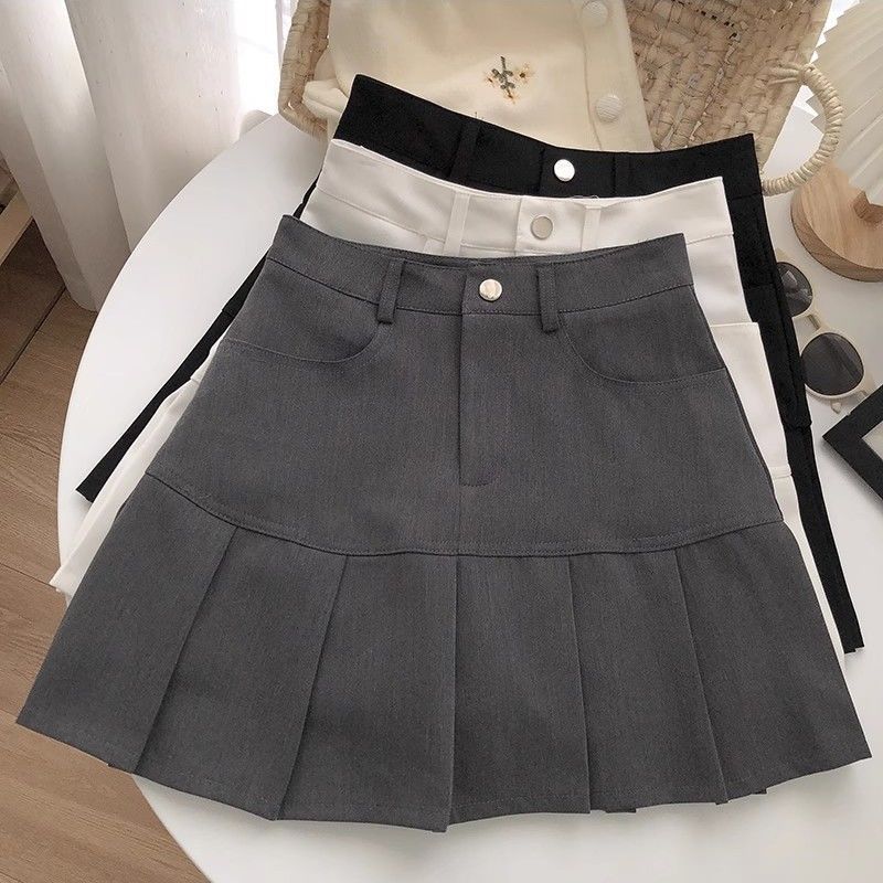 Vintage Y2K Pleated Mini Skirts Fashion Women High Waist Uniforms Safety Pants Sweet Bodycon Casual A-Line Korean College Skirt