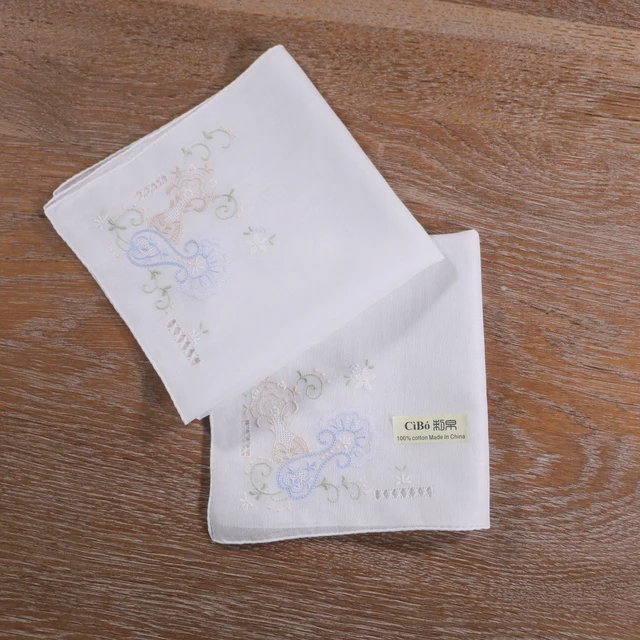 S027 Fehér 12 Darab 100% Pamut “X12” Rajzolt Szálmű Kézi Hímzett Kézzel Készített Szélek Esküvői Zsebkendő Nők Hanky