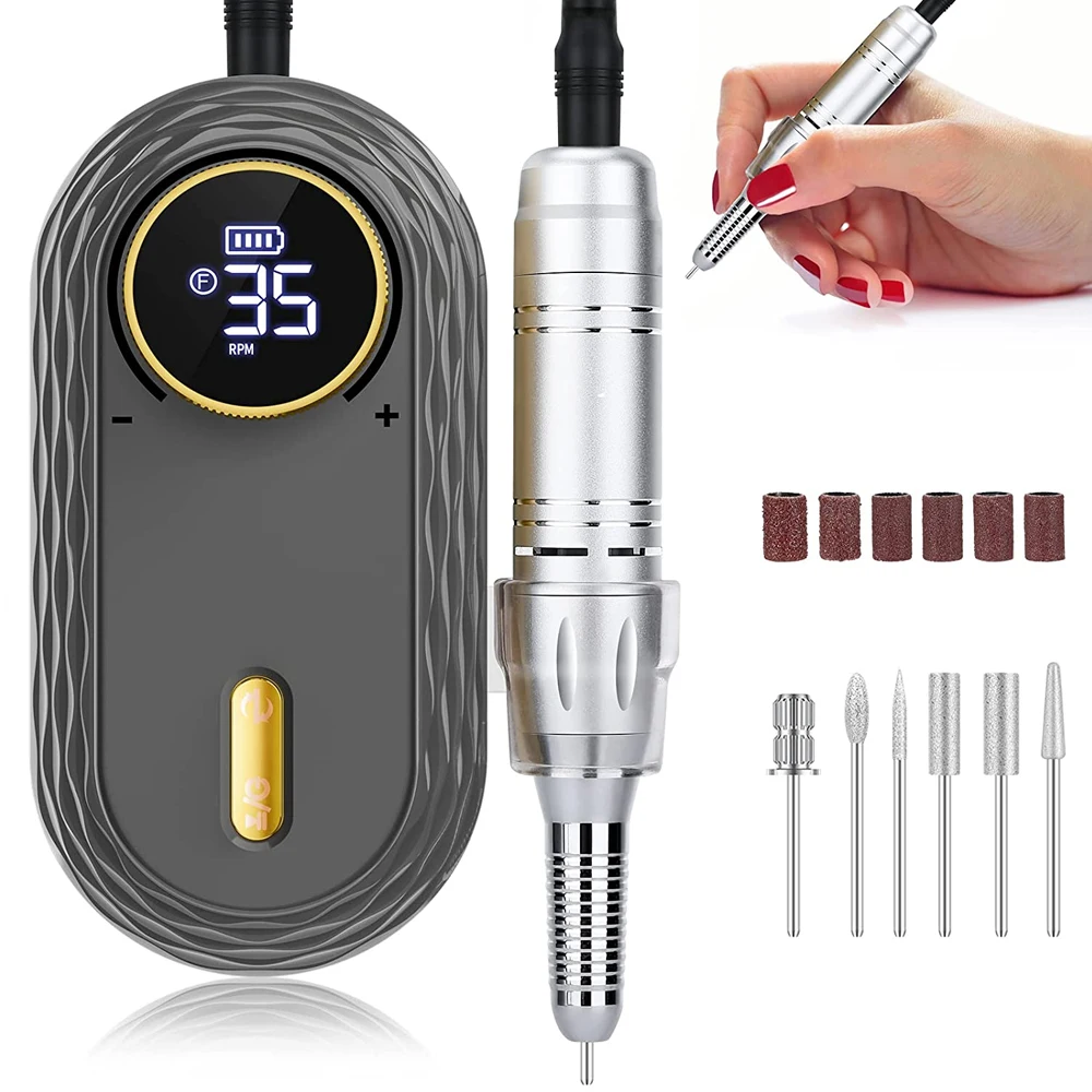 

Professional Rechargeable 35000RPM Nail Drill Machine for Acrylic Nails Electric Nail File for Manicure Pedicure Shape Polish