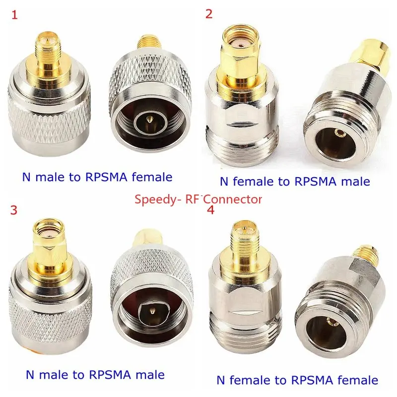 L16 N tipo a connettore dritto maschio femmina RPSMA RP-SMA adattatore da palo inverso a N RF coassiale nuovo ottone nichelato rame