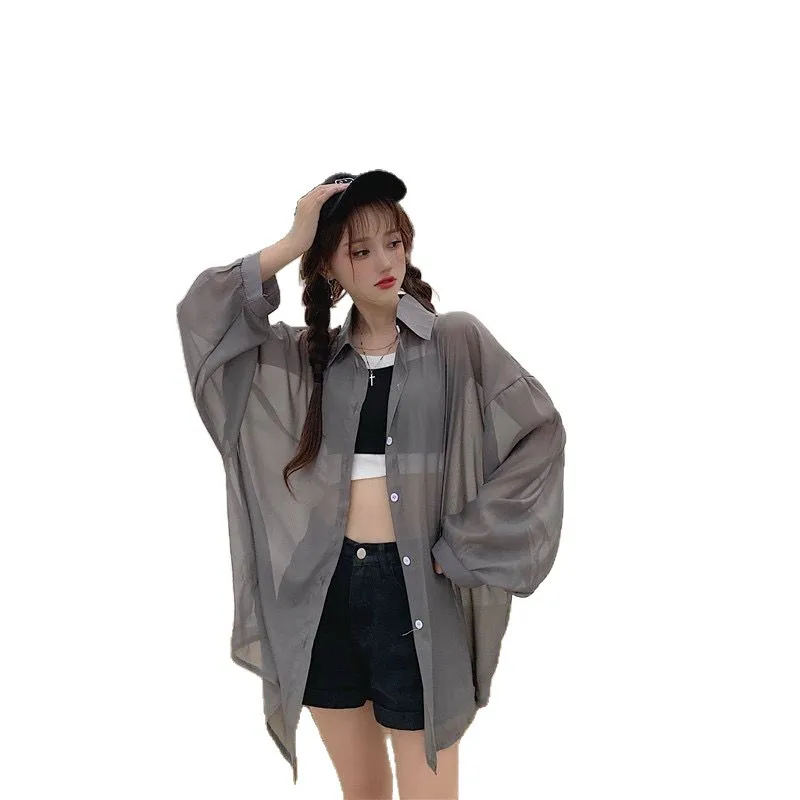 Women Long Sleeve Button Loose Blouse Shirts Summer Fashion