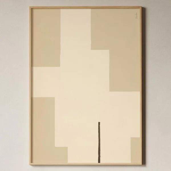 Textured Abstract Canvas Art: Minimalist Modern Geometry in Beige