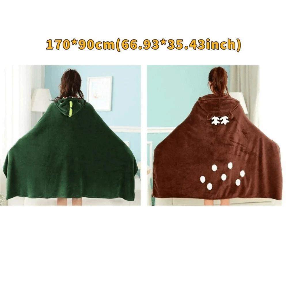 Cute Cartoon Dinosaur Cape Blanket Cozy Warm Throw Blanket Comfortable Soft Home Pajamas Travel