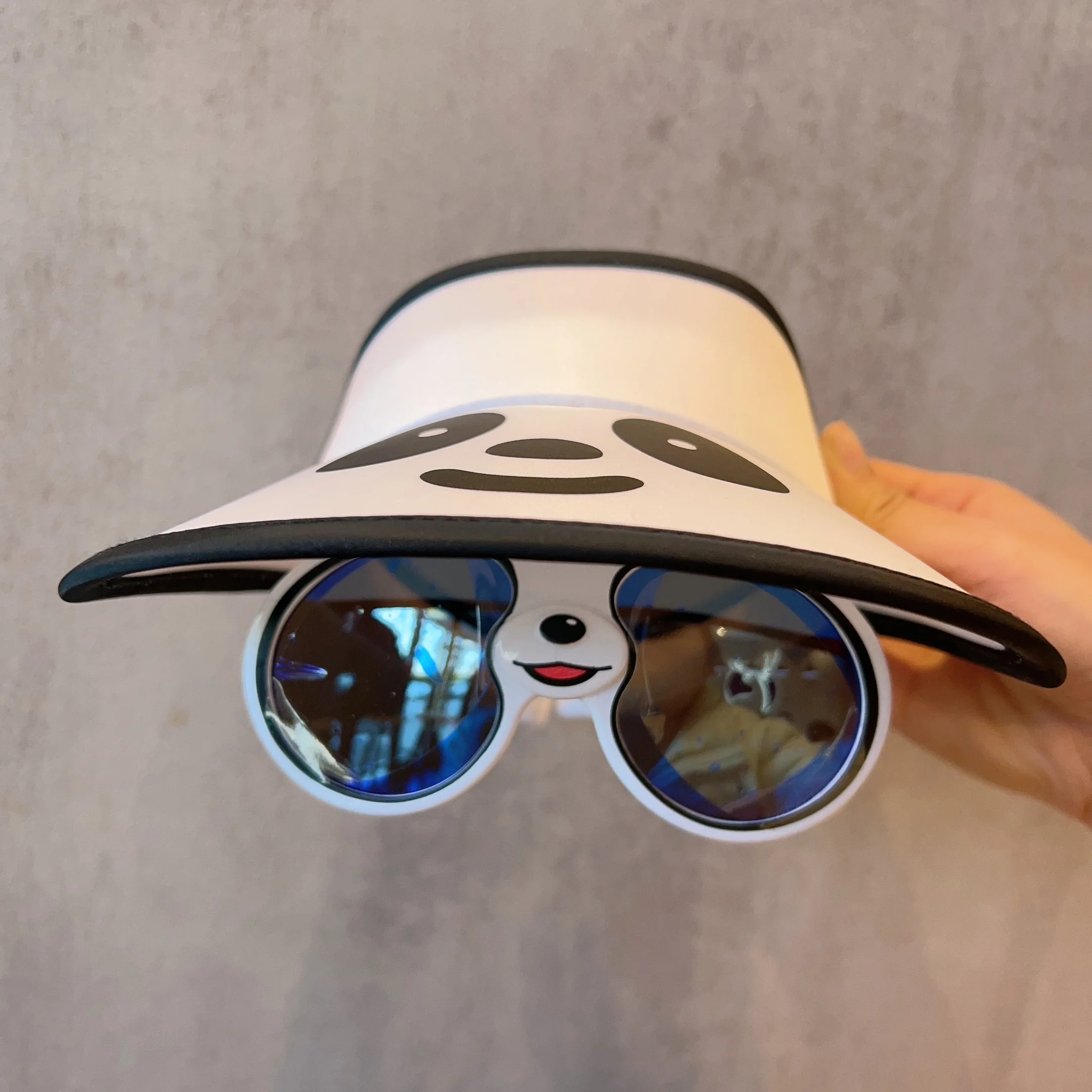 Children's Sun Visor Summer Boy's Panda Glasses Empty Top Hat Girl's Outdoor Outing Sun Hat Baby Sunscreen Hat Children's Hat