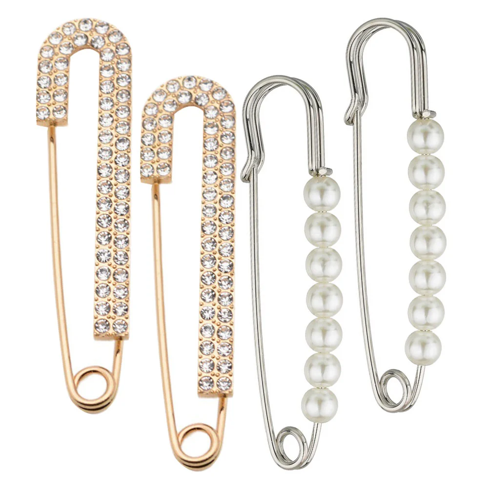 

4 Pcs Bathroom Decorations Decorative Safety Pins for Clothes Fashion Decorate Brooches Women Alloy Scarf Miss Clothing