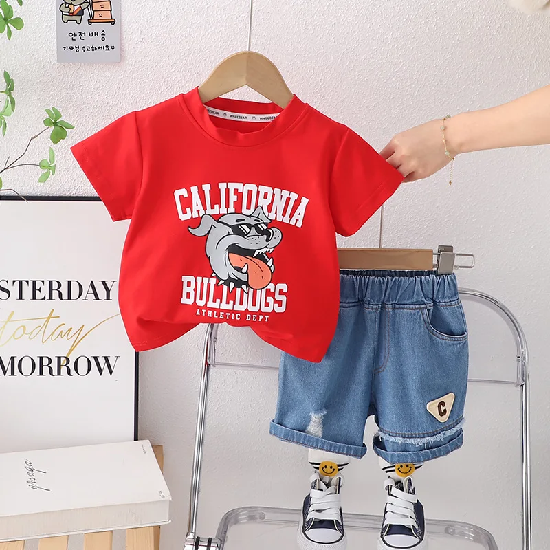 

Kids Summer Sets 2024 Baby Boy Clothes 9 To 12 Months Fashion Letter Printed Short Sleeve T-shirts and Shorts Childrens Clothing