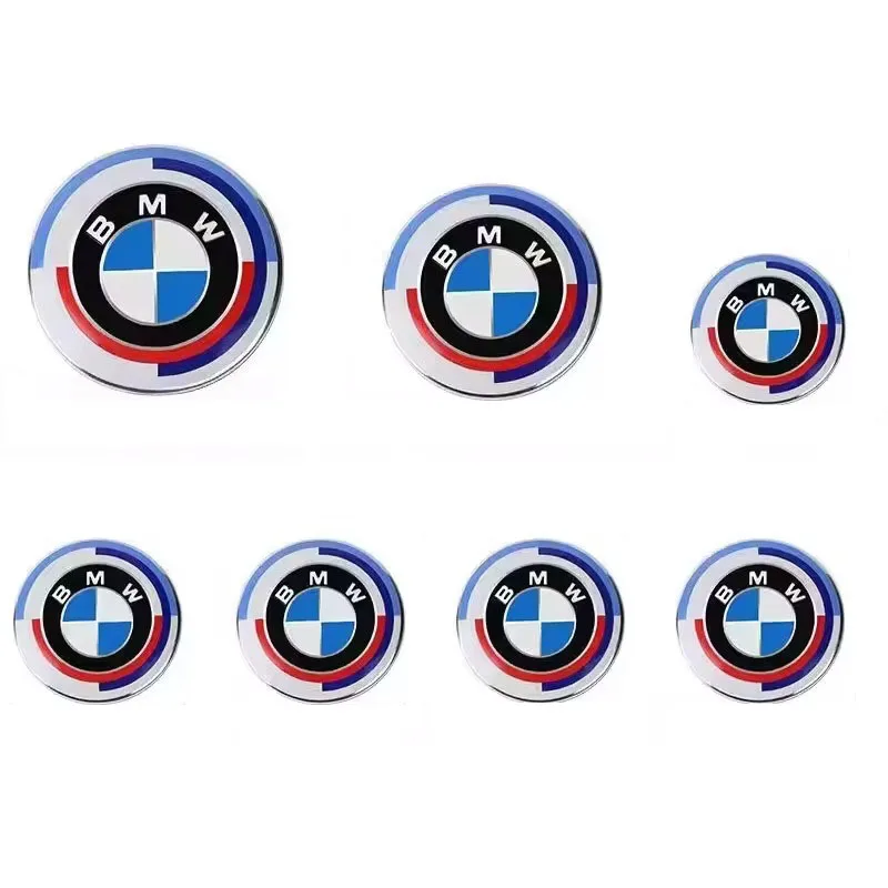Car 50th Anniversary Logo 7Pcs/set Wheel Rim Decoration Cover wheel hub cover car decal car emblem car emblem cover car logo wheel center caps car logo cover BMW G30 G31 G38 G11 G12 G20 G28 F10 F48 F49 G01 F20 F21 F22