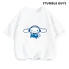 2024 New MINISO Cinnamoroll T-shirt Children's Clothing Girls Summer Boys Short-sleeved Sanrio Cartoon T-shirt Baby Trucksuit 2