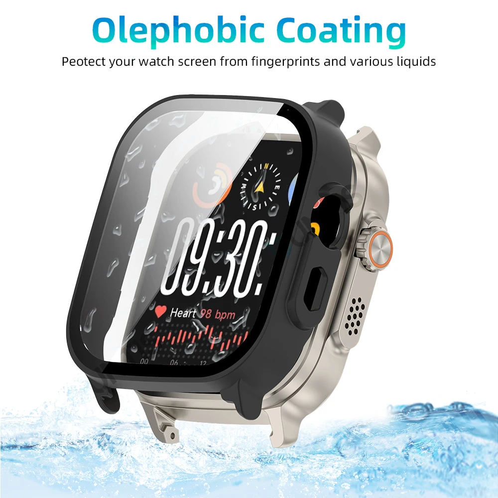 All-Around Protective Glass + PC Bumper Case for Smartwatch, Anti-scratch Screen Protector Cover.