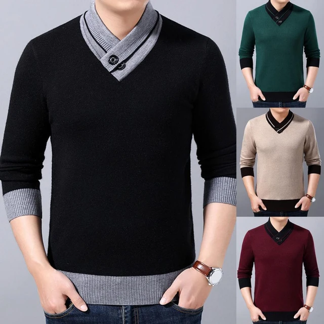 Fall Contrasting Colors Line Knitted Sweater O-Neck Pullover Sweater  Knitted Sweater For Men Pull Homme Winter Sweater Brand - AliExpress