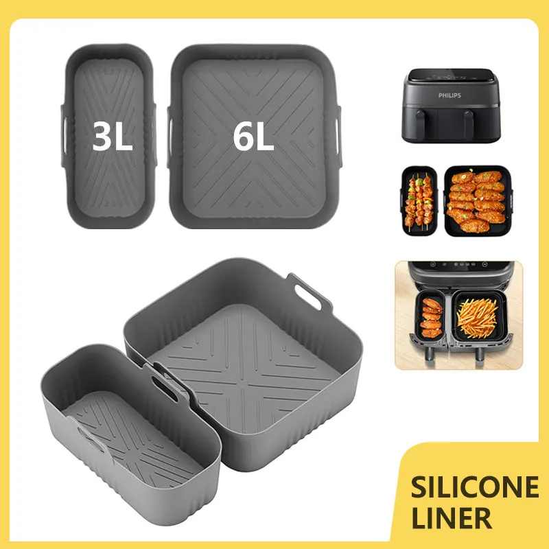 Air Fryer Silicone Liner 3L/6L Double Basket for Philips NA350 Airfryer