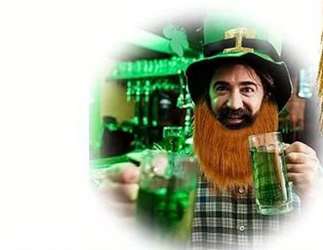 St. Patrick's Day Leprechaun Hat with Beard and Green Velvet Shamrock Hat Set