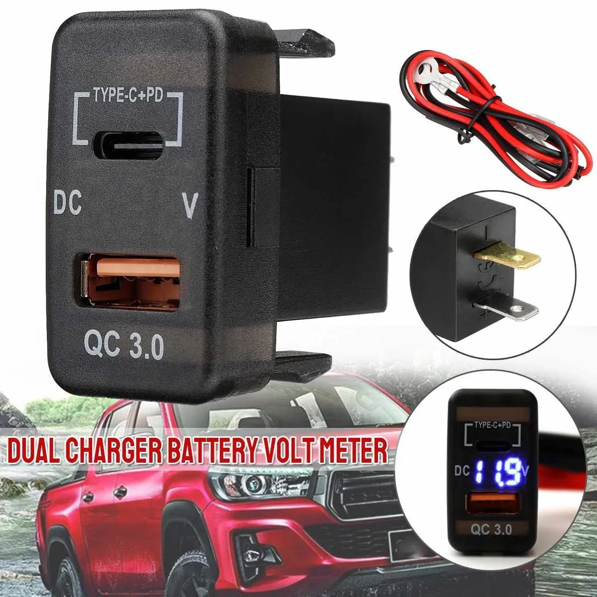  USB   , QC3.0 C Ÿ + PD ú , LED а, ȥ ú ڵ HR-V  Ƽ, 36W