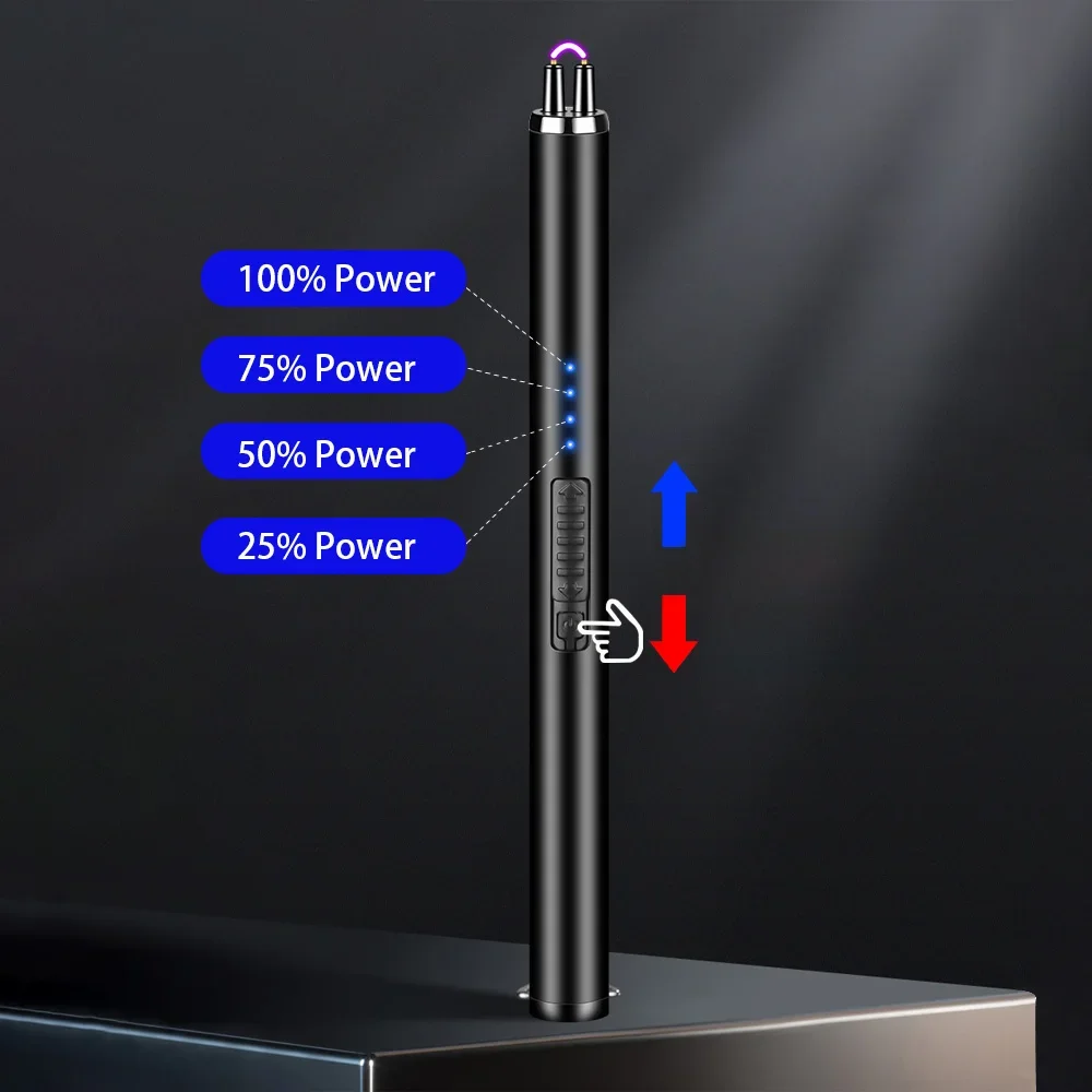Windproof Electric Arc Lighter Gas Stove Candle Kitchen Lighter Power Display Long Pulse Ignition Gun USB Rechargeable Lighter